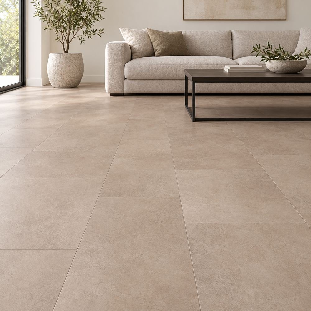 IF-9403 Terracotta Microcement SPC flooring 12x24 – room view