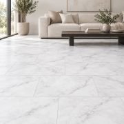 IF-9405 Carrara White Microcement SPC flooring 12x24 – room view